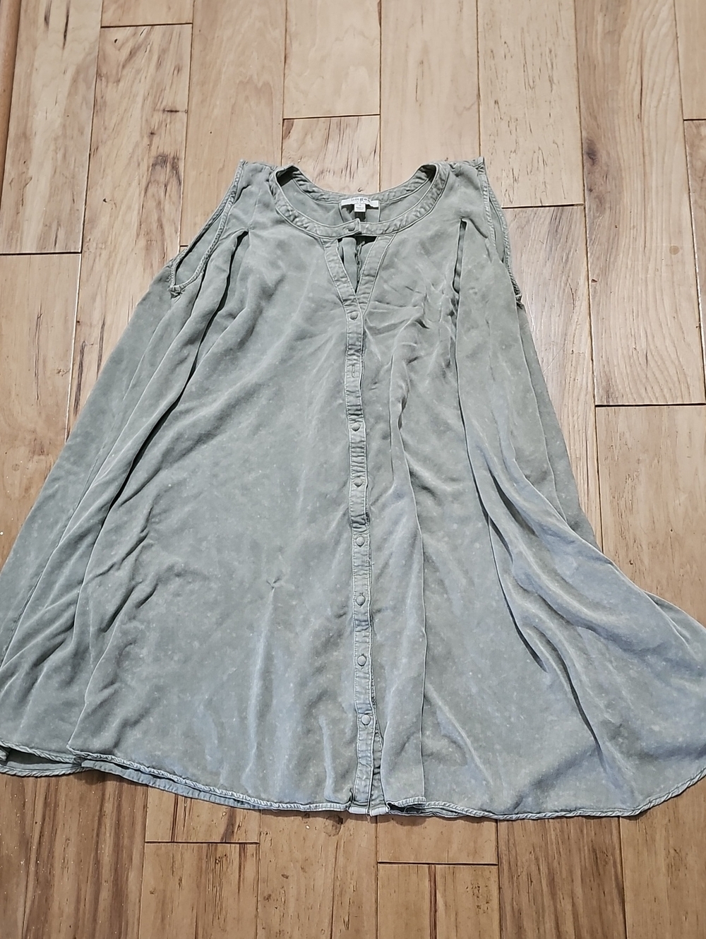 Umgee Washed Sage Button-Front Women's Dress